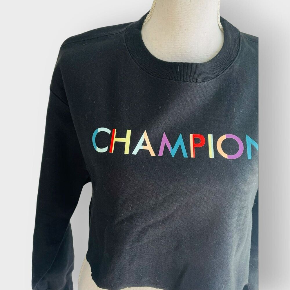 Champion C-Life Cropped Sweatshirt Reverse Weave Crew Graphic Script Spellout XS - Picture 3 of 11